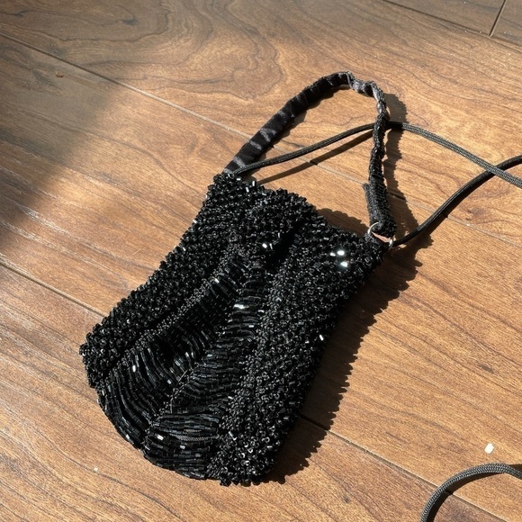 Vintage Y2K Black Beaded Sequin Style Mini Satchel Bag - Picture 8 of 12